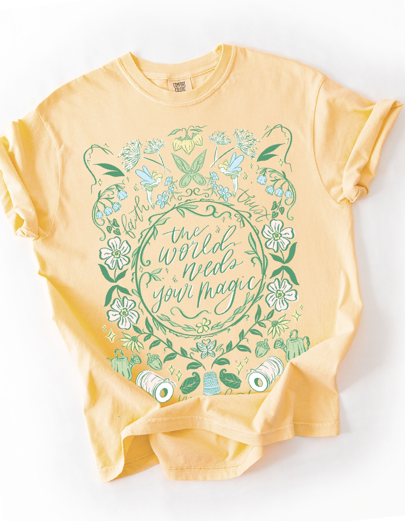 Faith and Trust Floral CC Tee - Butter - IMPERFECT - M