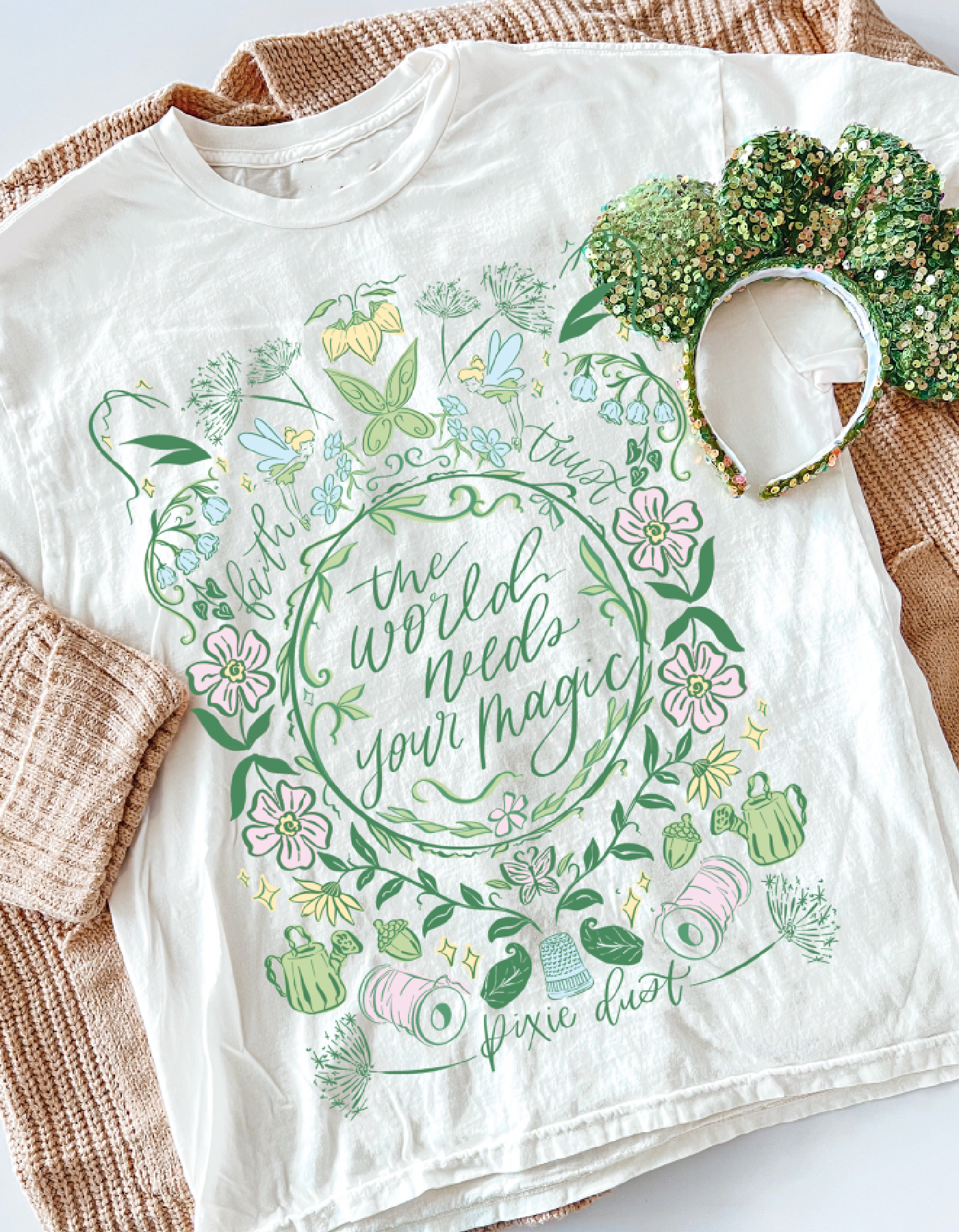 Faith and Trust Floral CC Tee - Ivory - IMPERFECT - L