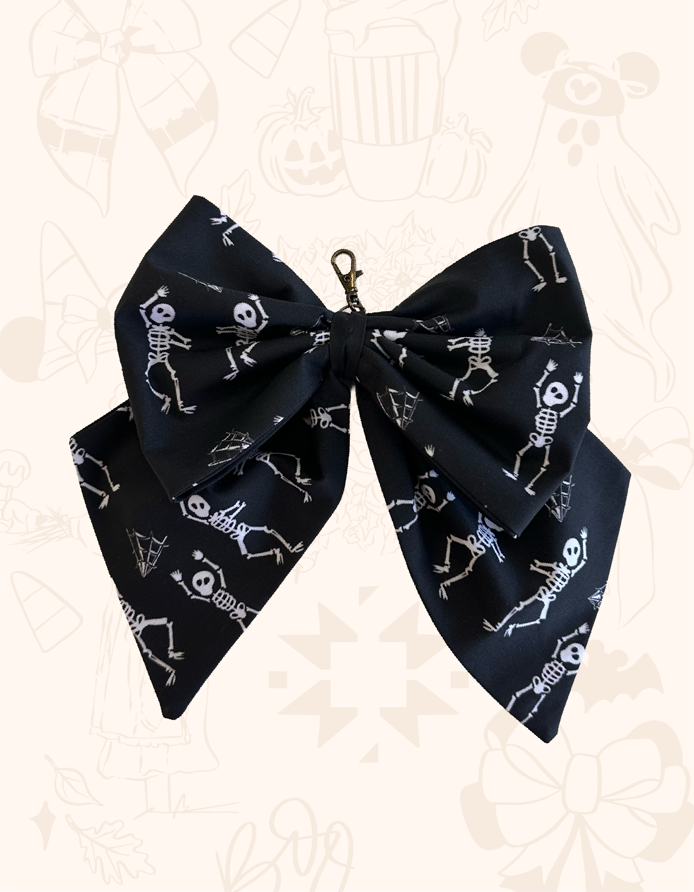 Large Bow - Dancing Skeletons - PREORDER