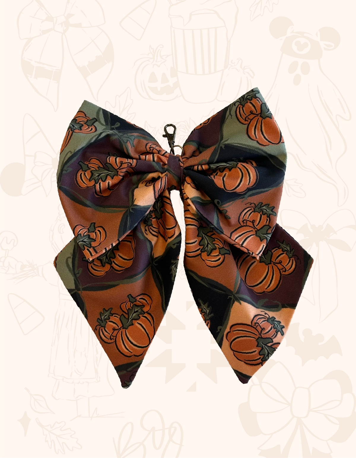 Large Bow - Pumpkin Argyle