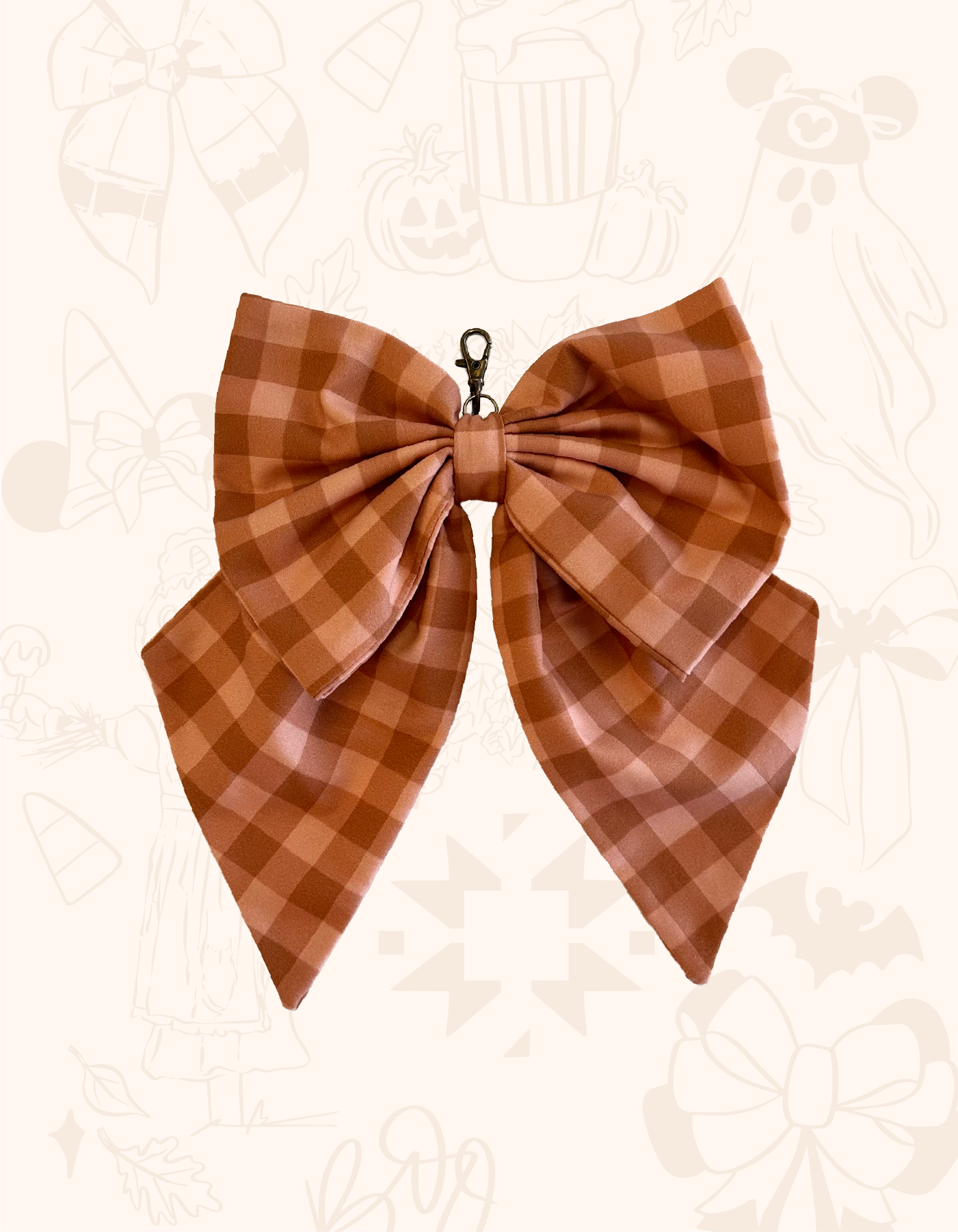 Large Bow - Pumpkin Pie Gingham - PREORDER