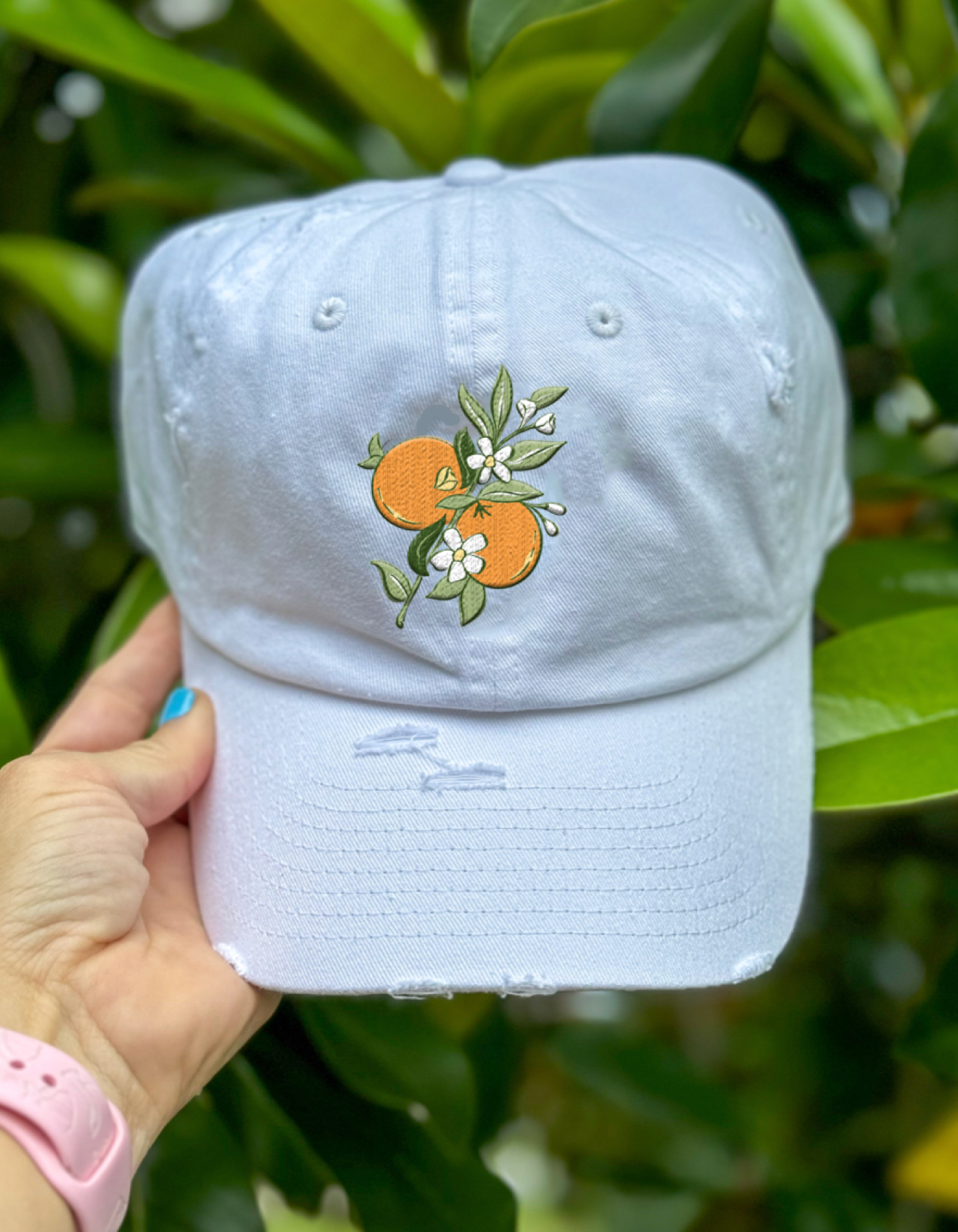 Orange Blossom Hat - White