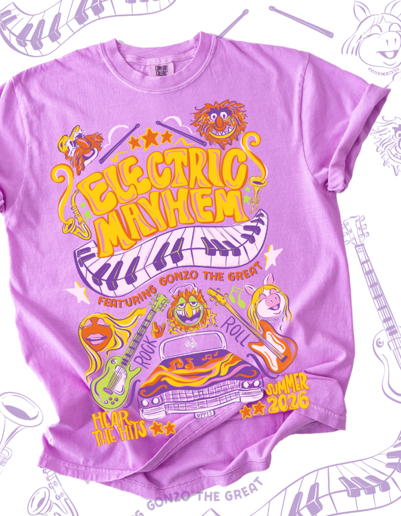 Electric Mayhem Tour CC Tee - Neon Violet