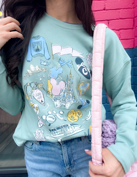 Most Magical Sketch Sponge Fleece Sweatshirt - Dusty Blue-