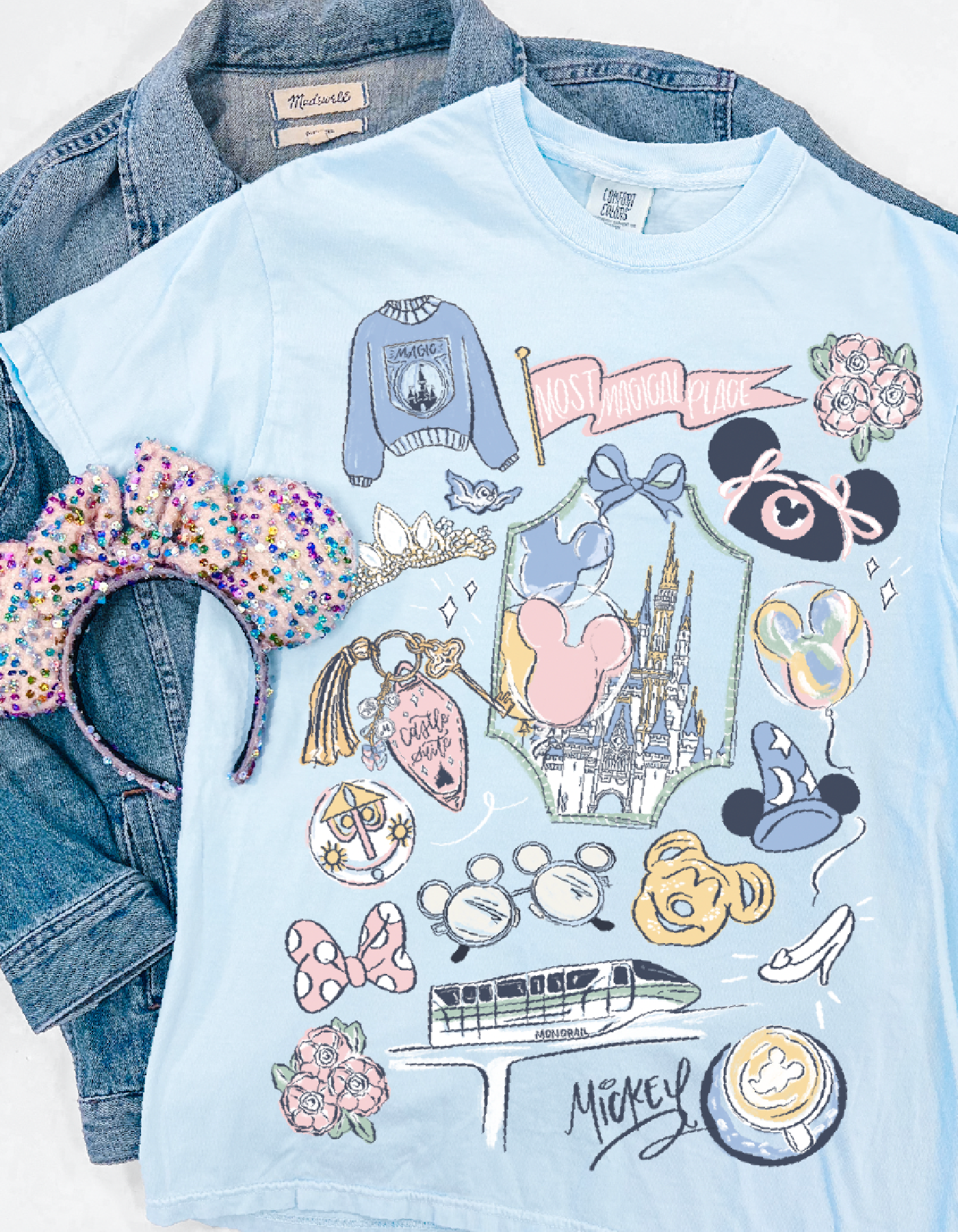 Most Magical Sketch CC Tee - Chambray - S, M, 2X