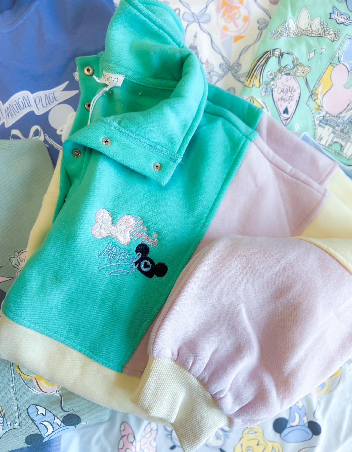 Autographed Embroidered Colorblock Pullover - Lilac and Seafoam