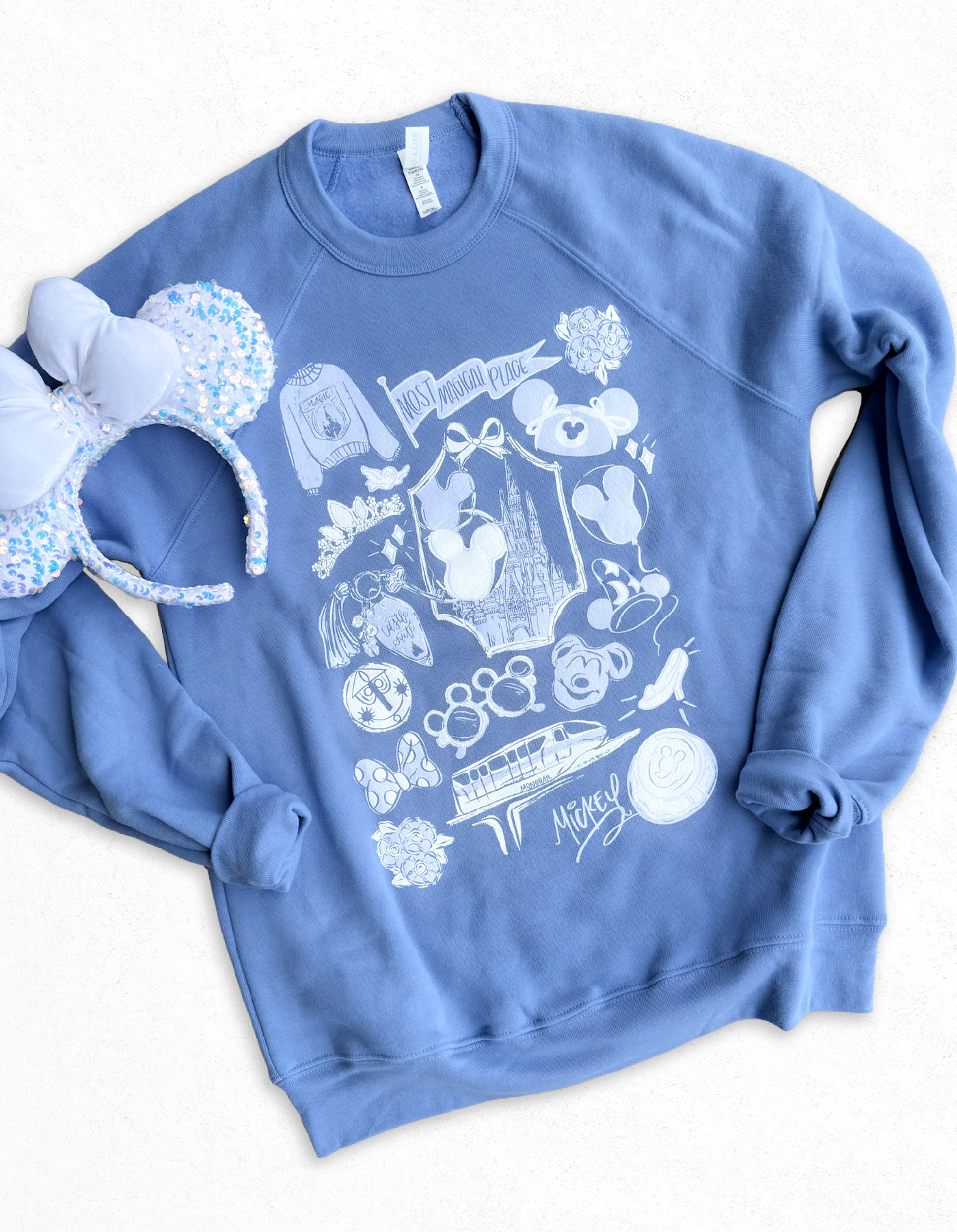 Tone on Tone Most Magical Sketch Sponge Fleece Sweatshirt - Lavender Blue