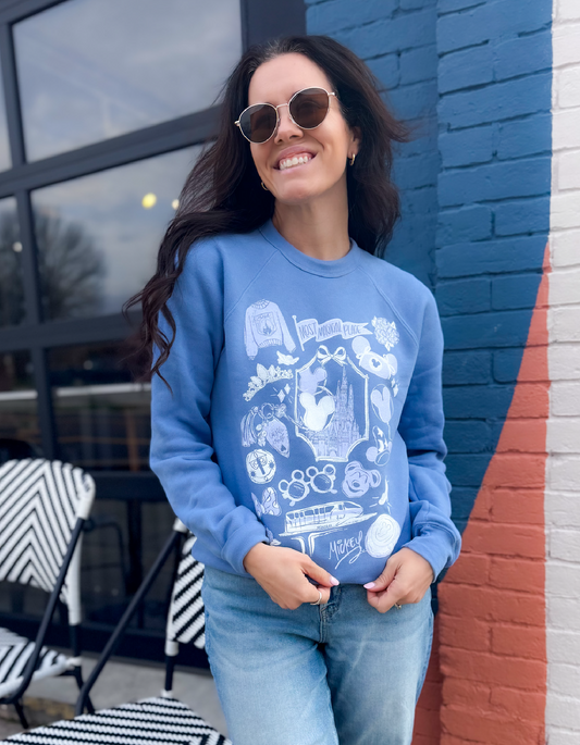 Tone on Tone Most Magical Sketch Sponge Fleece Sweatshirt - Lavender Blue