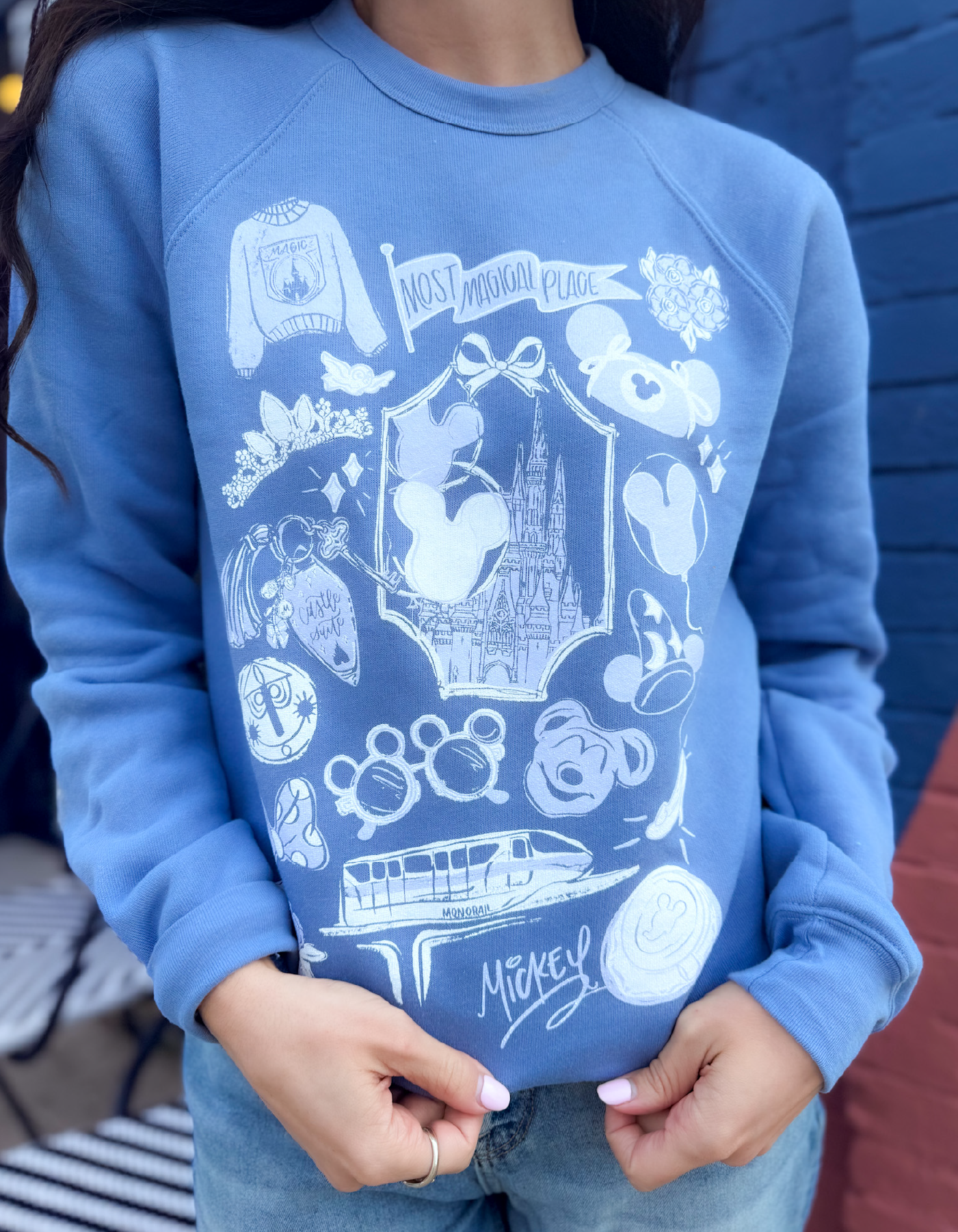 Tone on Tone Most Magical Sketch Sponge Fleece Sweatshirt - Lavender Blue