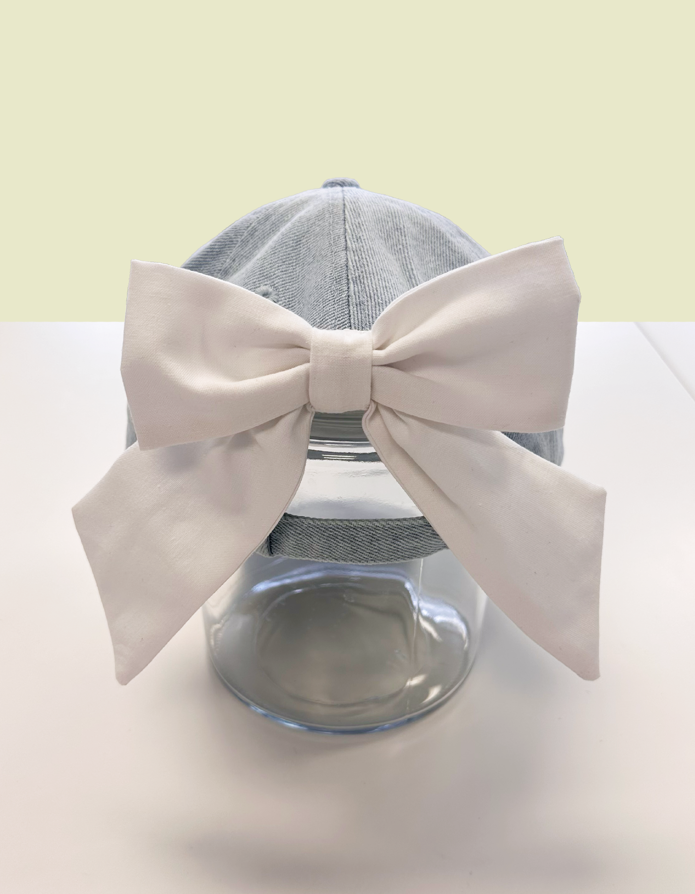 Main Street Ducks Hat With Bow - Light Denim & White Bow - PREORDER