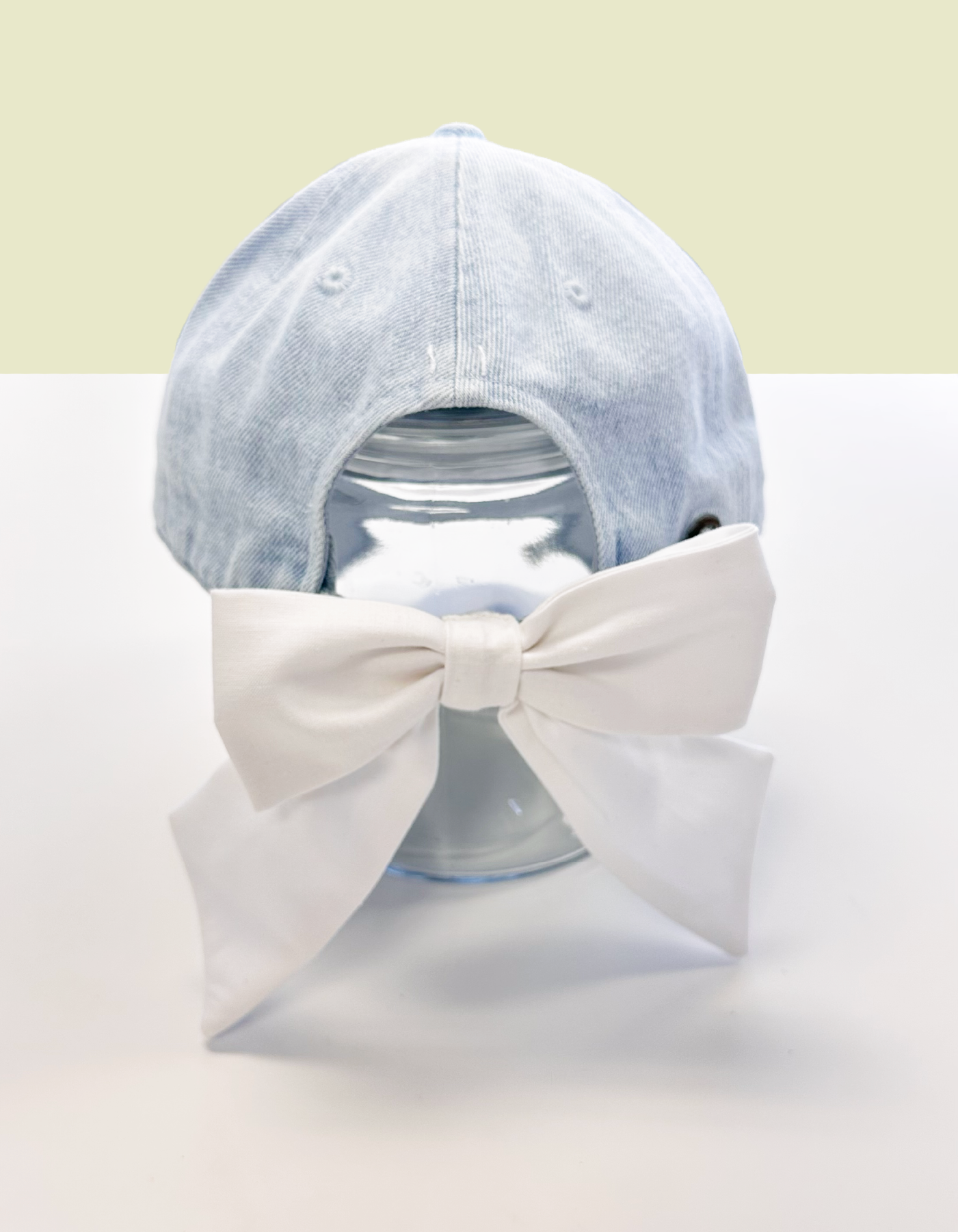 Main Street Ducks Hat With Bow - Light Denim & White Bow - PREORDER