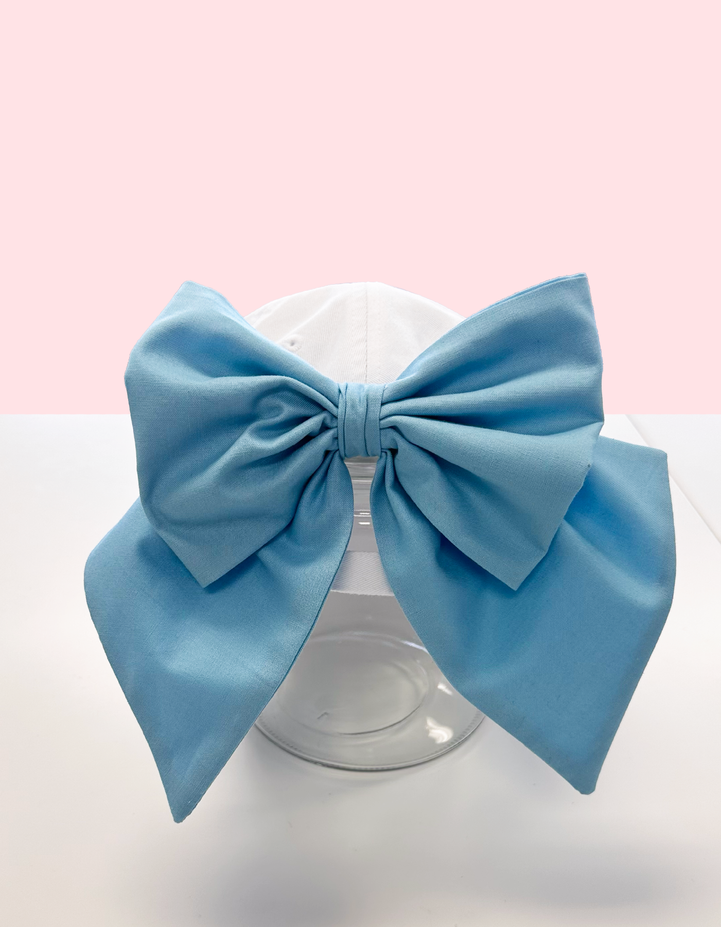 Mermaid Hat With Bow - White Hat & Light Blue Bow