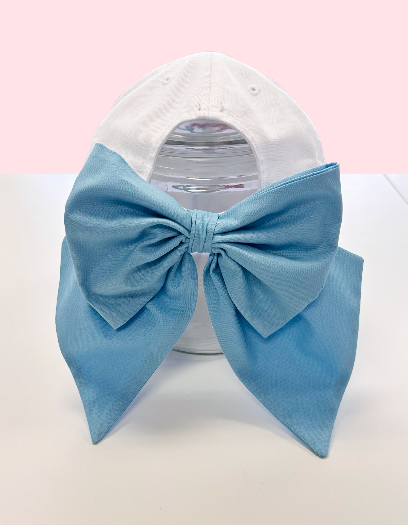 Mermaid Hat With Bow - White Hat & Light Blue Bow