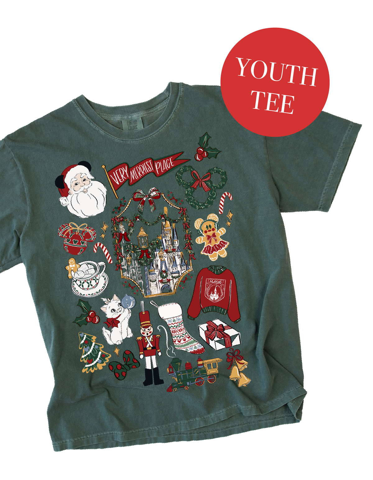 YOUTH Merriest Sketch Tee - Blue Spruce - PREORDER