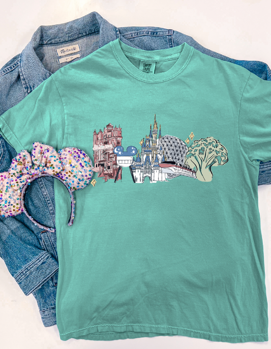 Four Parks Skyline CC Tee - Seafoam - PREORDER