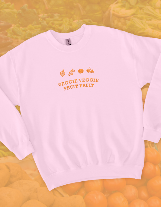 Veggie Fruit Gildan Sweatshirt - Light Pink & Orange - PREORDER