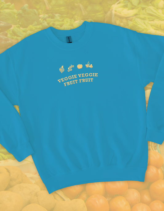 Veggie Fruit Gildan Sweatshirt - Sapphire & Lemon Yellow - PREORDER