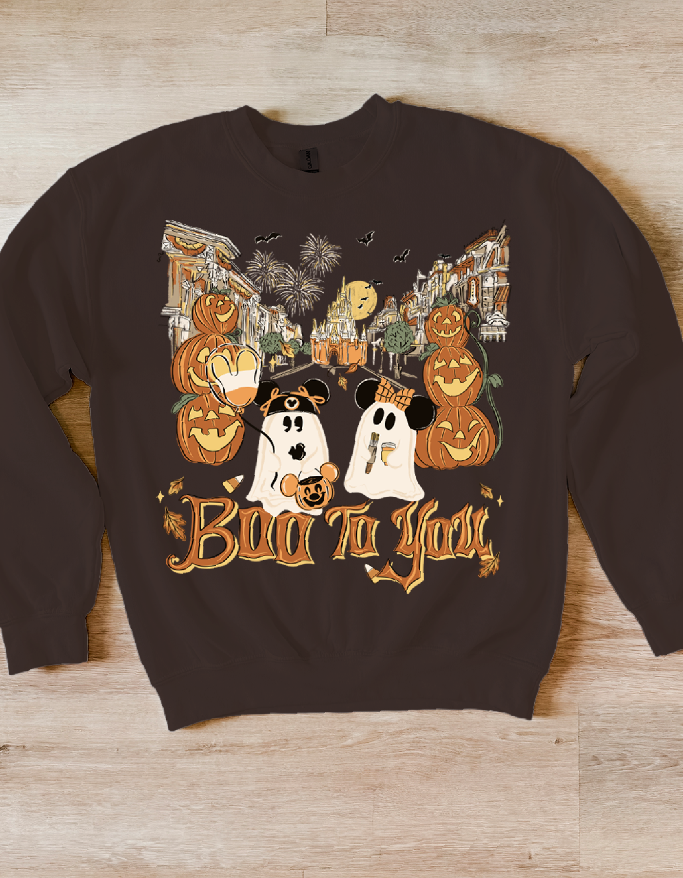 Main Street Ghosts Sweatshirt - Dark Chocolate - PREORDER