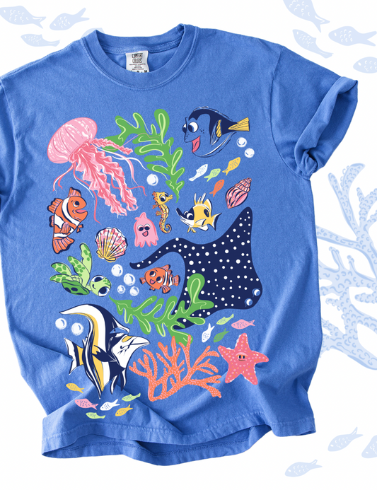 Swimming out to Sea Sketch Tee - Mystic - PREORDER