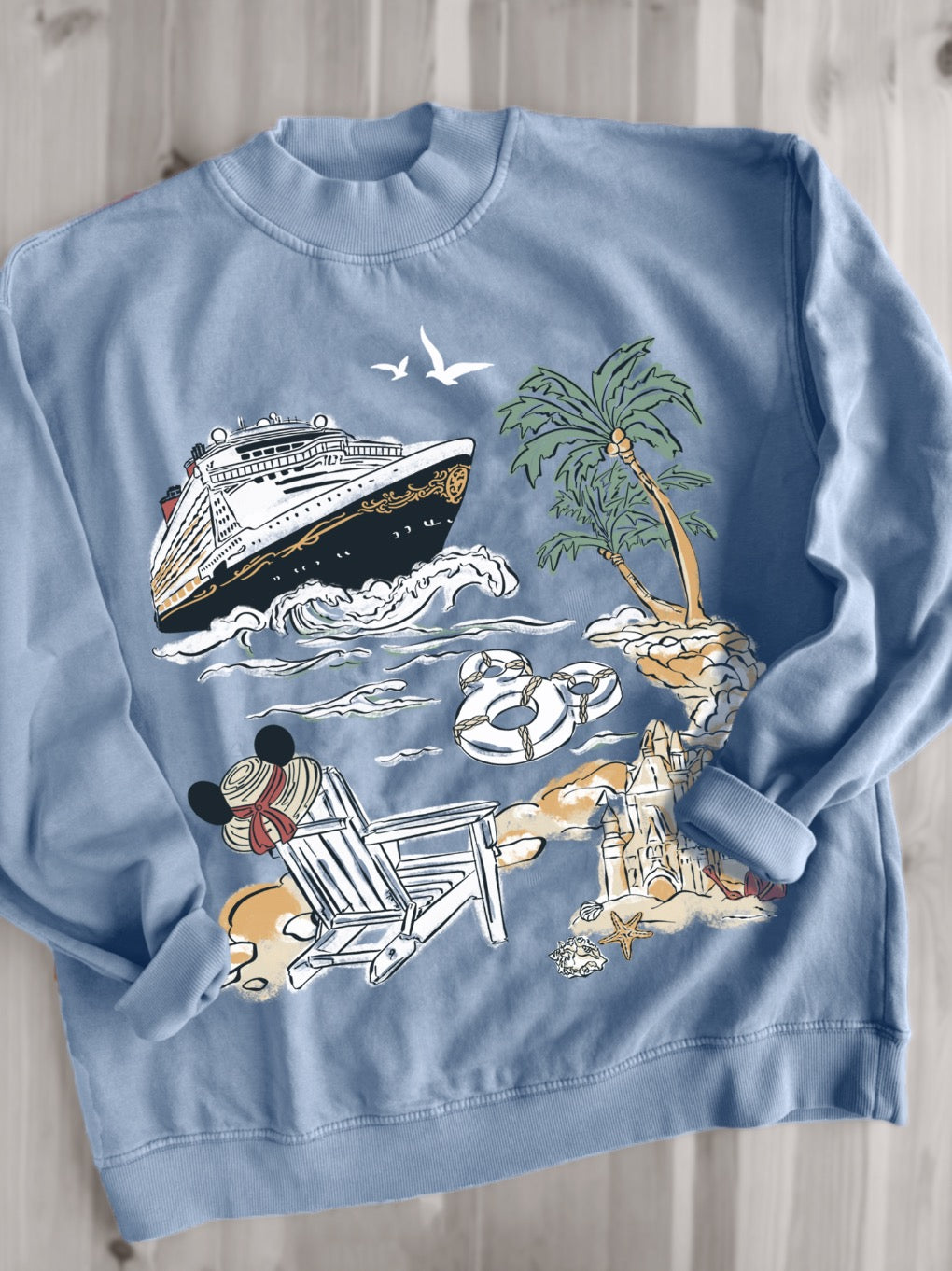 Castaway Sketch Nantucket Mock Neck - Ocean