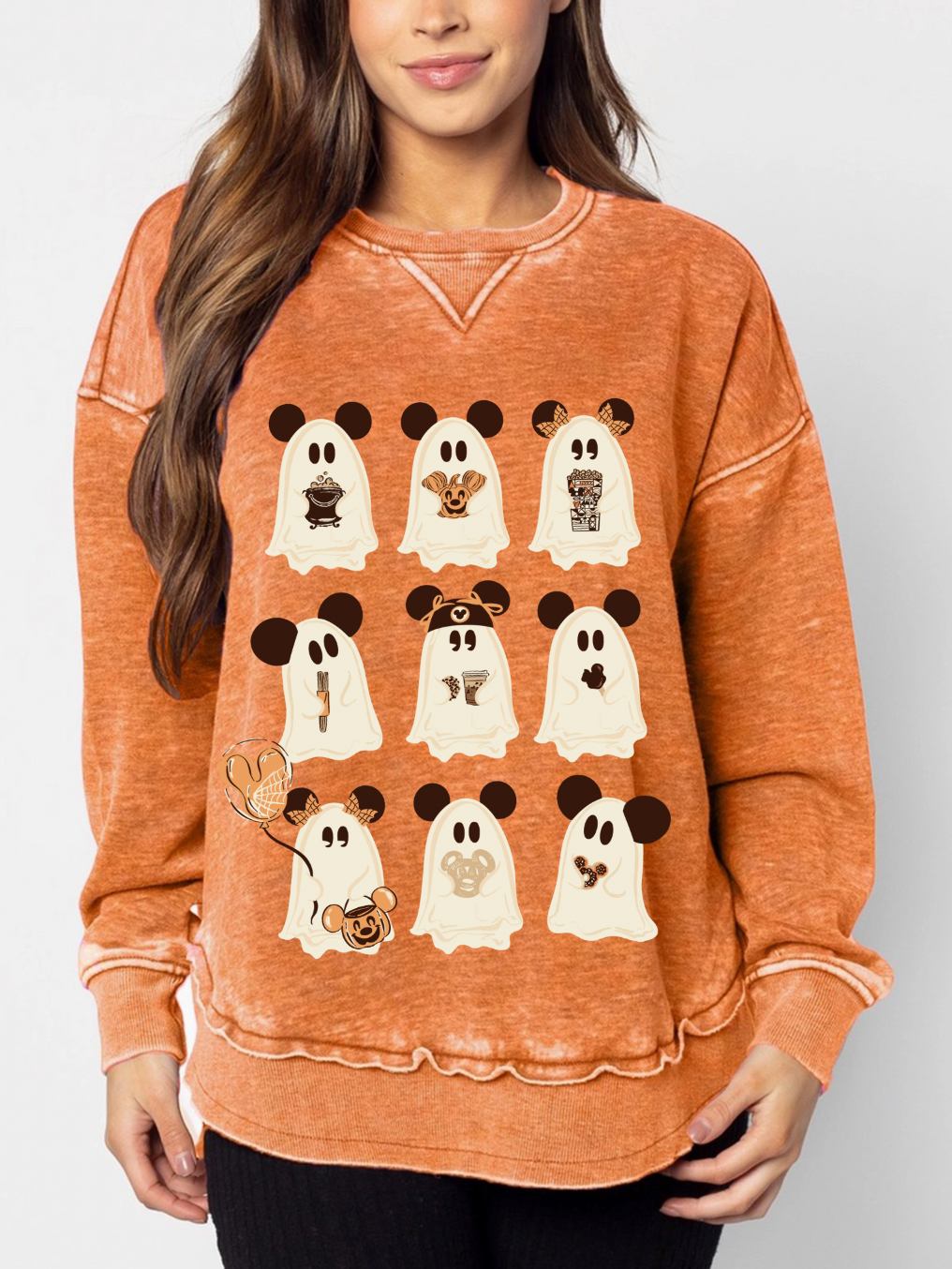 *NEW* Fall Ghost Hi Low Crewneck Pullover - Orange