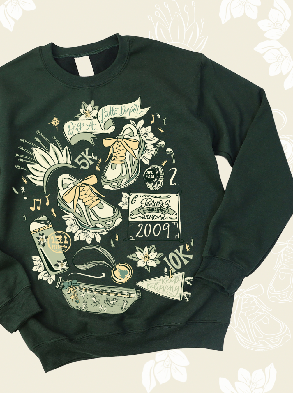 Dig A Little Deeper Race Sketch Sweatshirt - Forest