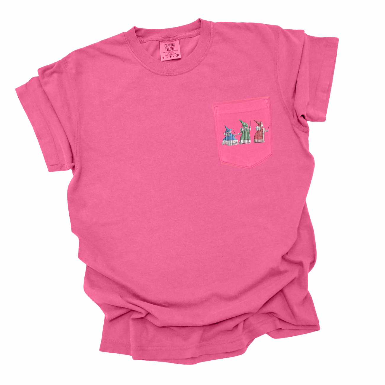 Fairies Trio Embroidered Pocket Tee - Crunchberry - PREORDER