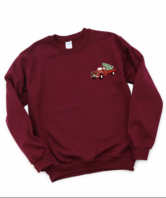 Red Truck Embroidered Sweatshirt - PREORDER
