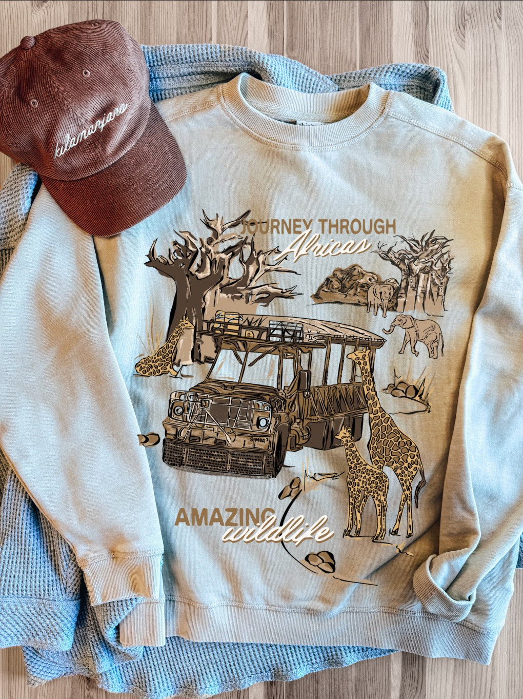 Safari Jeep Crewneck Pullover - L + XL