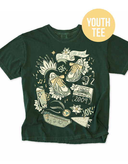 YOUTH Dig A Little Deeper Race Sketch Tee - Forest Green - PREORDER