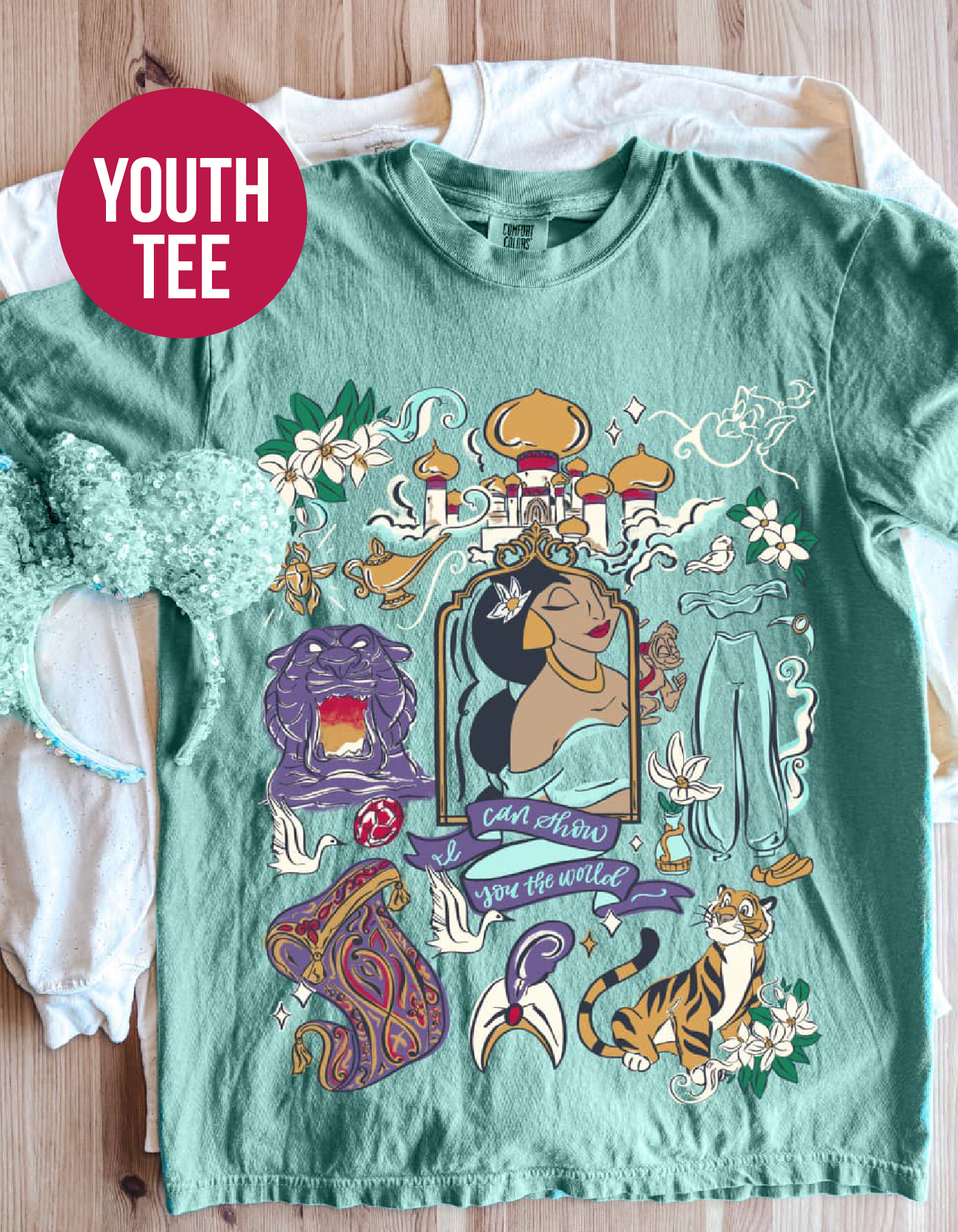 YOUTH Whole New World Sketch Tee - Seafoam - PREORDER
