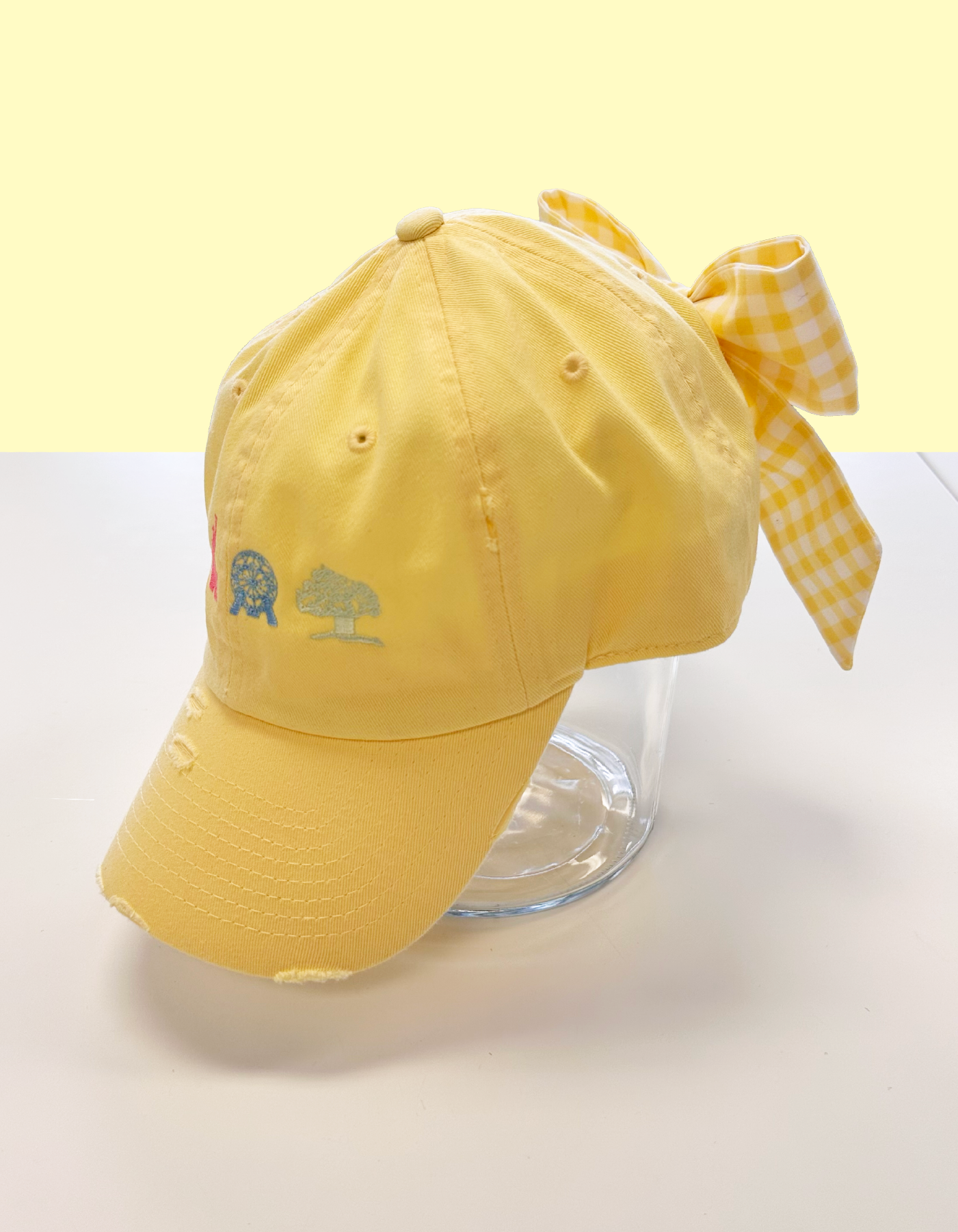 Parks Icons Hat With Bow - Yellow Hat & Yellow Gingham Bow