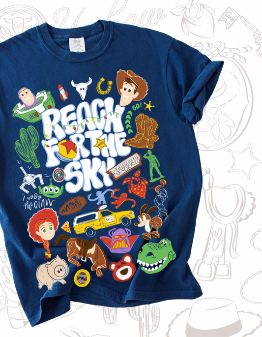 Reach For The Sky Sketch Tee - Navy