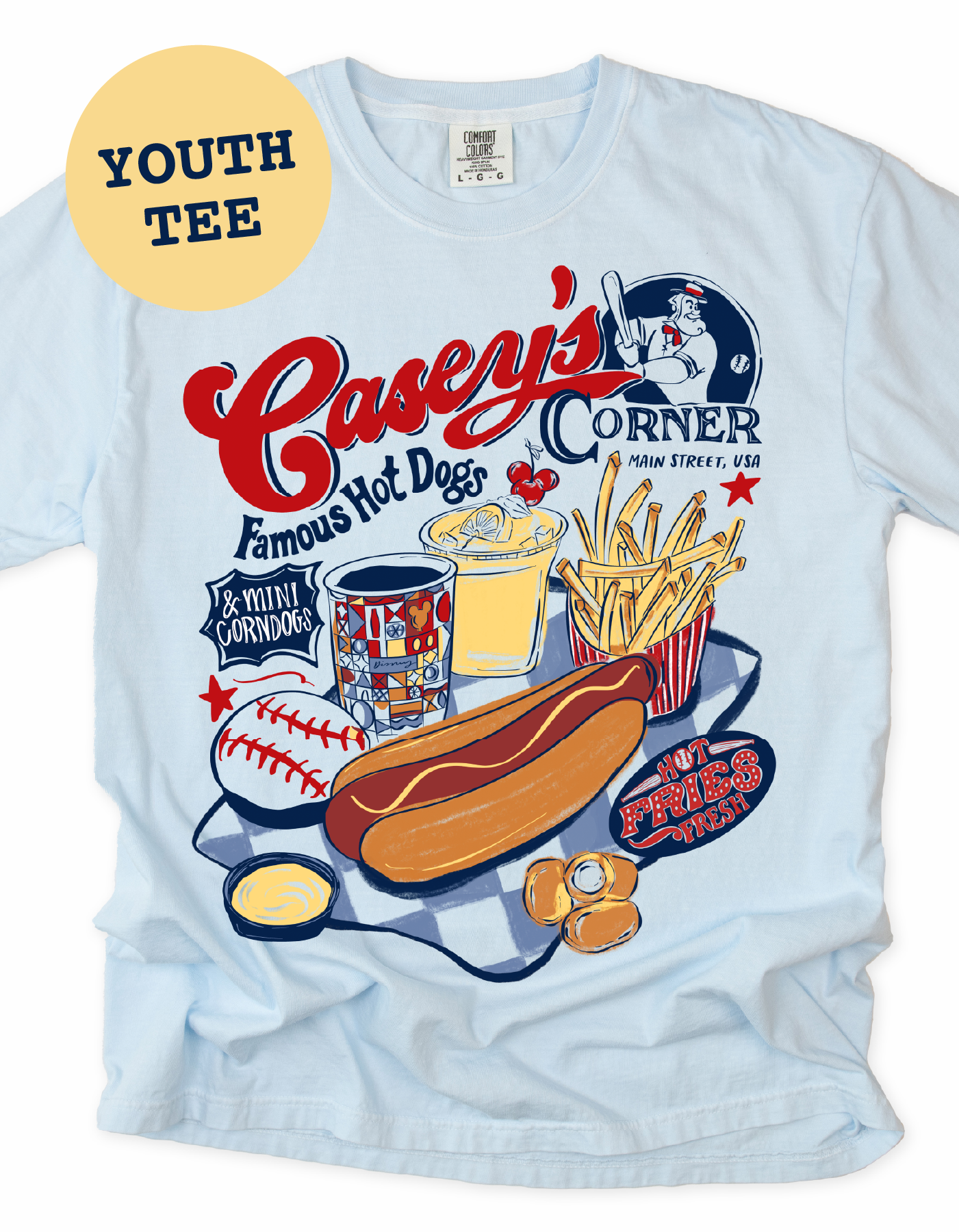 YOUTH Homerun Hotdogs Tee - Chambray