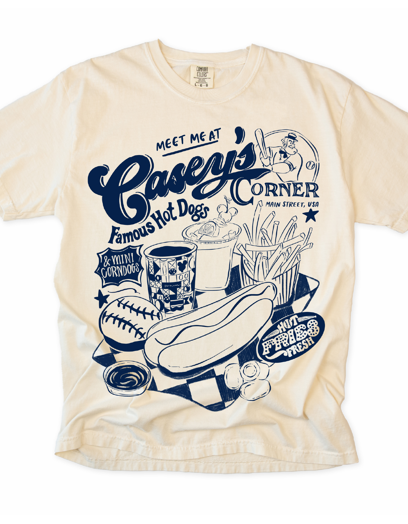 Homerun Hotdogs in Navy Tee - Ivory