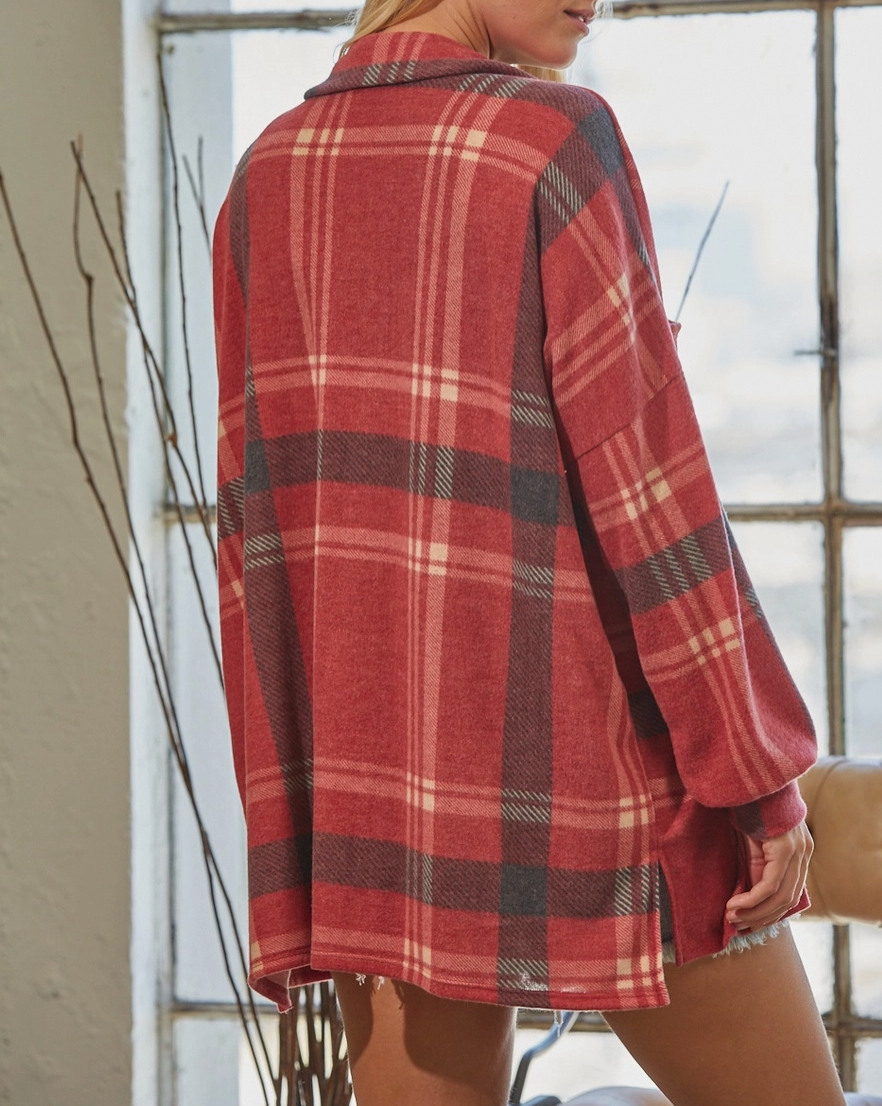 Red Brushed Cashmere Plaid Flannel - PREORDER