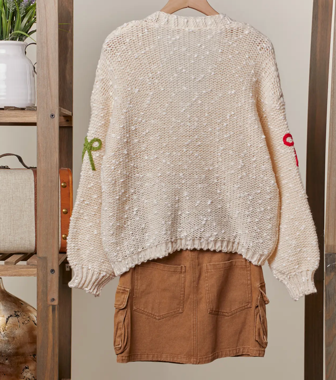 Ribbon Patched Button Down Cardigan - PREORDER