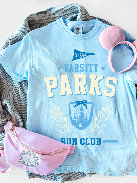 Varsity Parks Run Club CC Tee - Light Blue - PREORDER