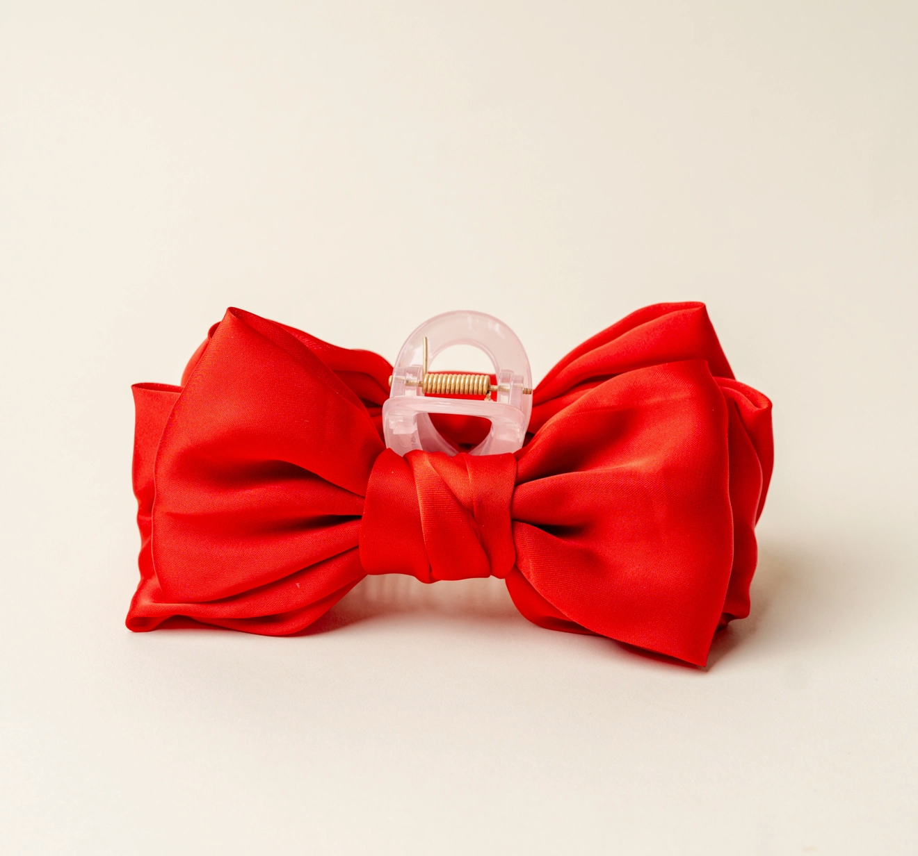 Satin Bow Claw Clip - Red