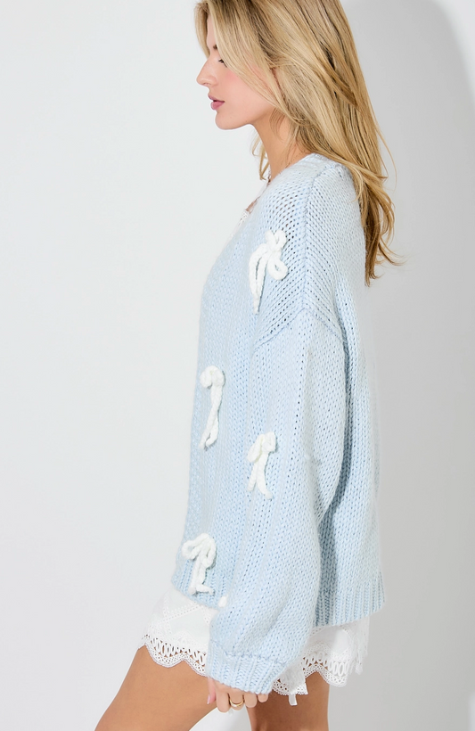 Light Blue Bow Cardigan