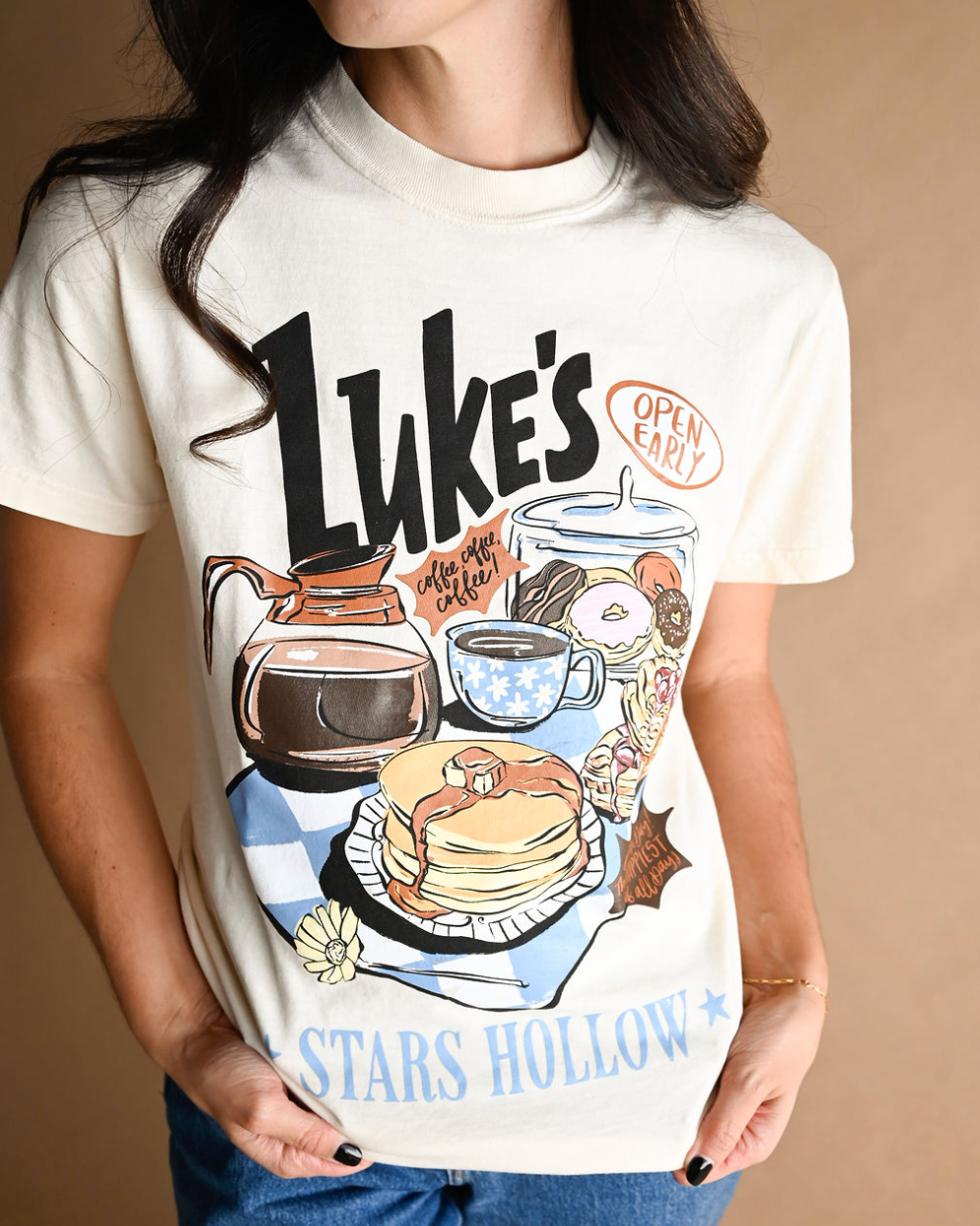 Coffee at Luke's Tee - Ivory- M, XL, 2X