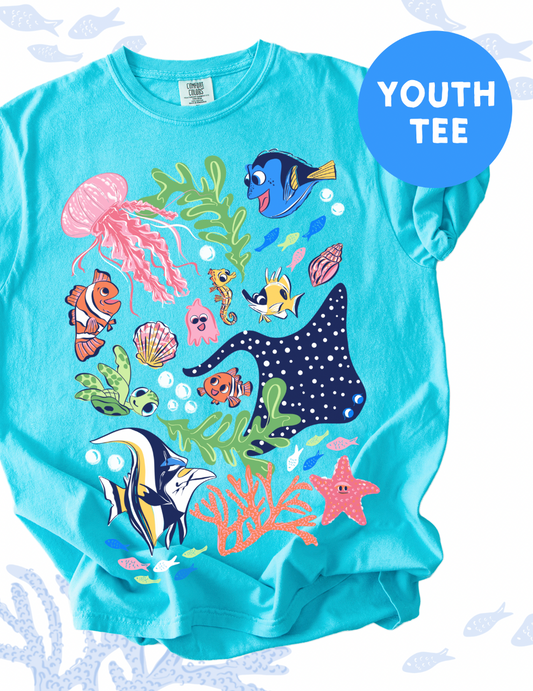 YOUTH Swimming out to Sea Tee - Lagoon - PREORDER