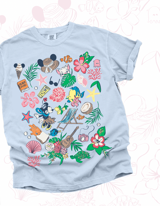 Beach Floral Tee - Hydrangea - PREORDER