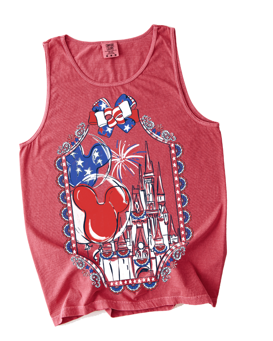 Americana Bows & Borders Tank - Crimson