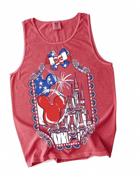 Americana Bows & Borders Tank - Crimson - PREORDER