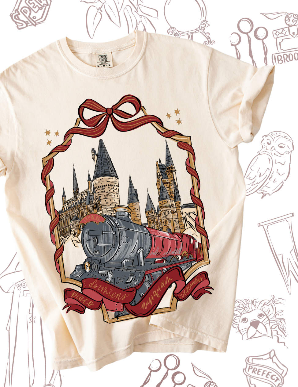 Bows and Borders Wizard Castle & Express Tee - Ivory