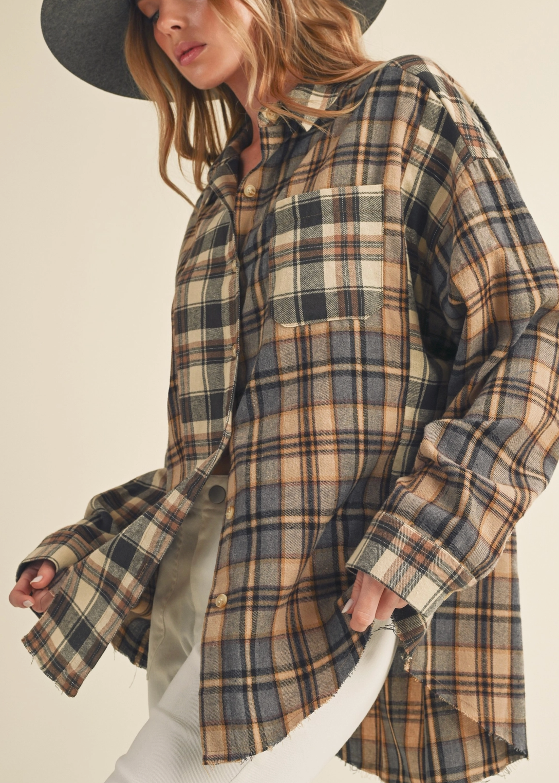 Plaid Flannel Shirt - Oat Plaid- PREORDER
