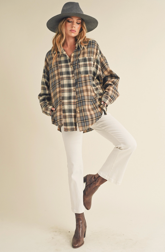 Plaid Flannel Shirt - Oat Plaid