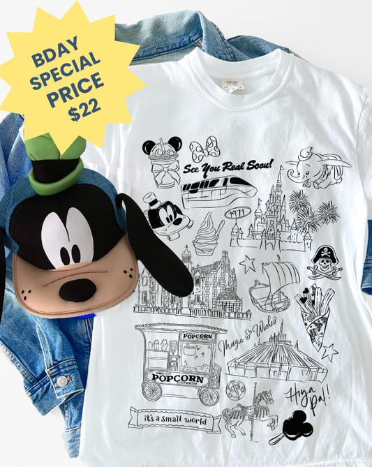 BDAY SPECIAL | Kingdom Sketch Tee - White - PREORDER