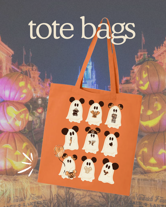 Fall Ghost Tote - Orange